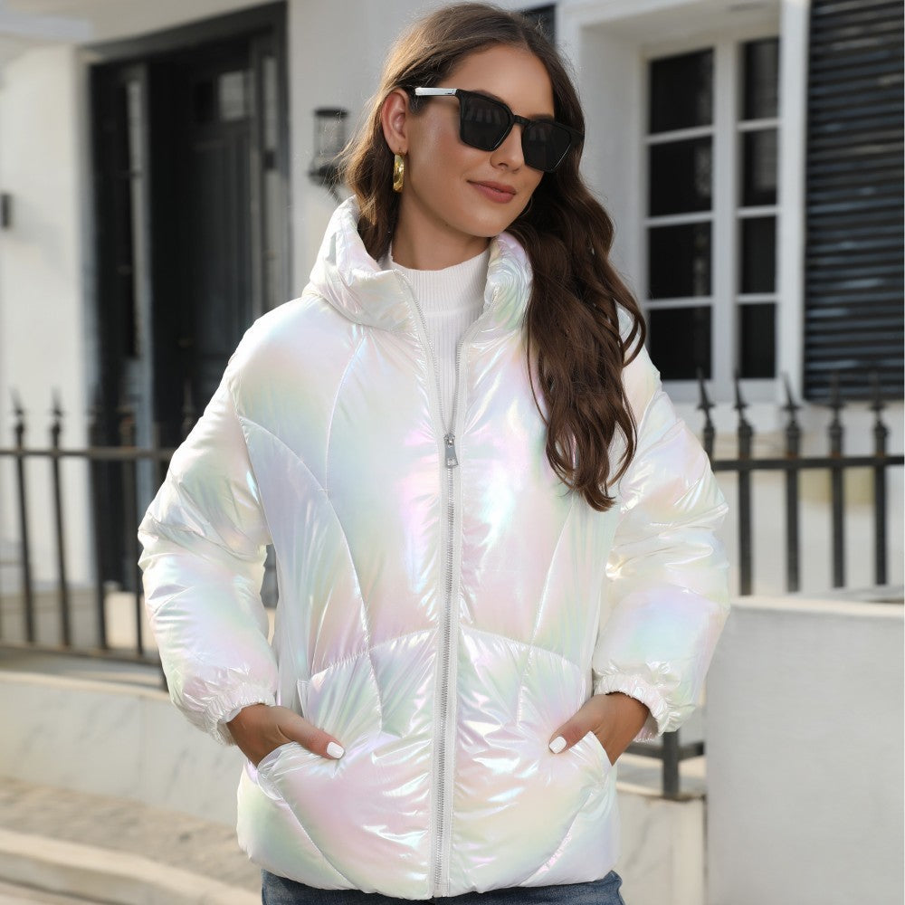 Shiny Hooded Puffer Jacket