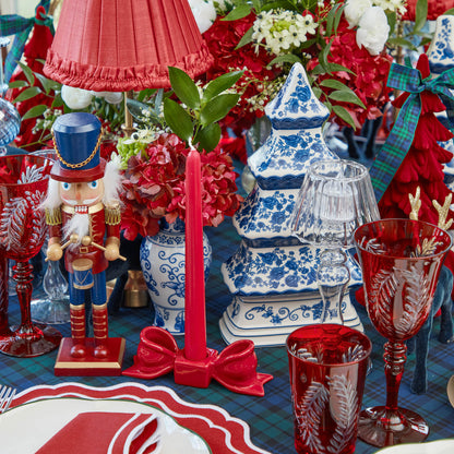Red Ceramic Bow Candleholder (Pair)