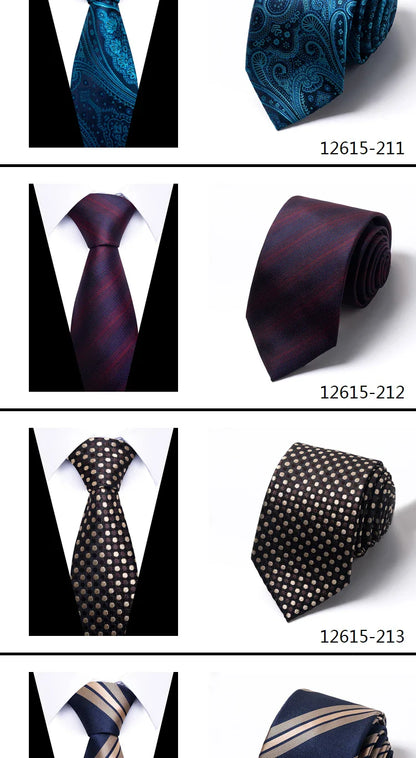 Tie For Men Newest design Luxurious 7.5 cm Necktie Shirt Accessories Striped Dark Red Man's New Year's Day