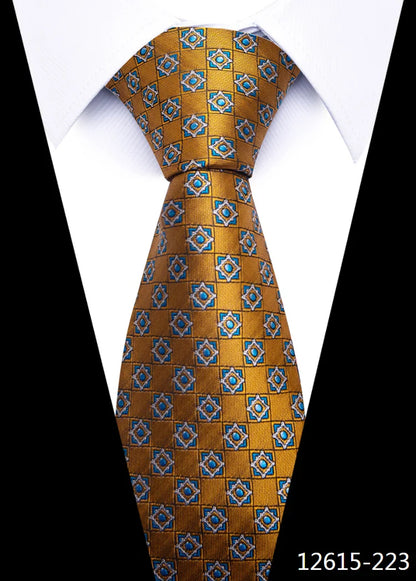 Tie For Men Newest design Luxurious 7.5 cm Necktie Shirt Accessories Striped Dark Red Man's New Year's Day