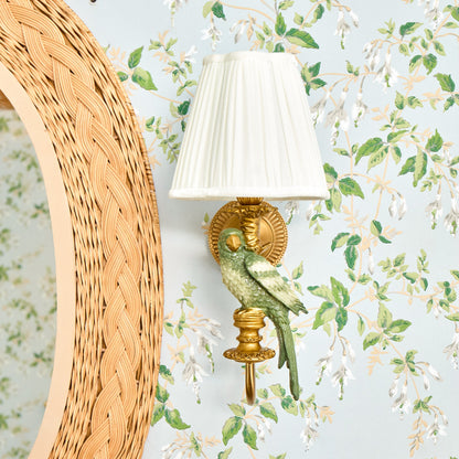 Olive Parrot Rechargeable Wall Light with Cream Pleated Shade (18cm)