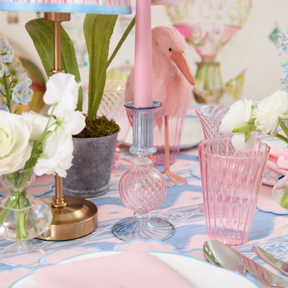 Small Camille Pink & Blue Candle Holder (Pair)