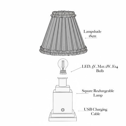 Square Rechargeable Lamp with Pink Lotus Shade (18cm)