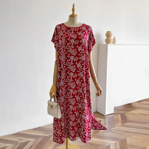 New Spring and Summer Dresses For Women Elegant Printed Silk Muslim Lady Kaftan Beach Sun Protection Seaside Holiday Dress
