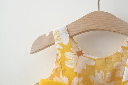 (Girls 0-3 Years Old) Summer New Girls Dress Floral Print Little Fresh Everyday Sweet Princess Dress with Bow