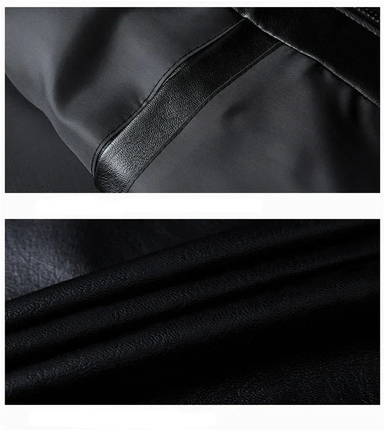 2024 Autumn New Men Black Biker PU Leather Coat Korean Fashion Men Pu Leather Jacket Trend Casual Fit Slim Baseball Clothes 8Xl