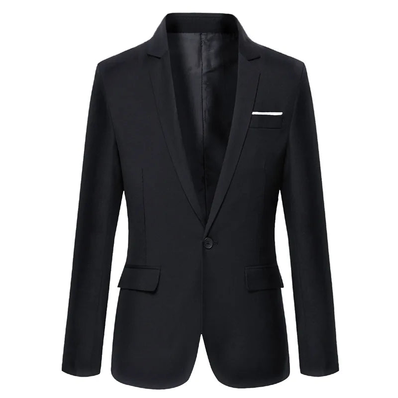 Men Blazer Single Button Cardigan Full Sleeve Slim Fit Turn Down Collar Top Blazer Solid Smart Casual Outwear Spring 2025