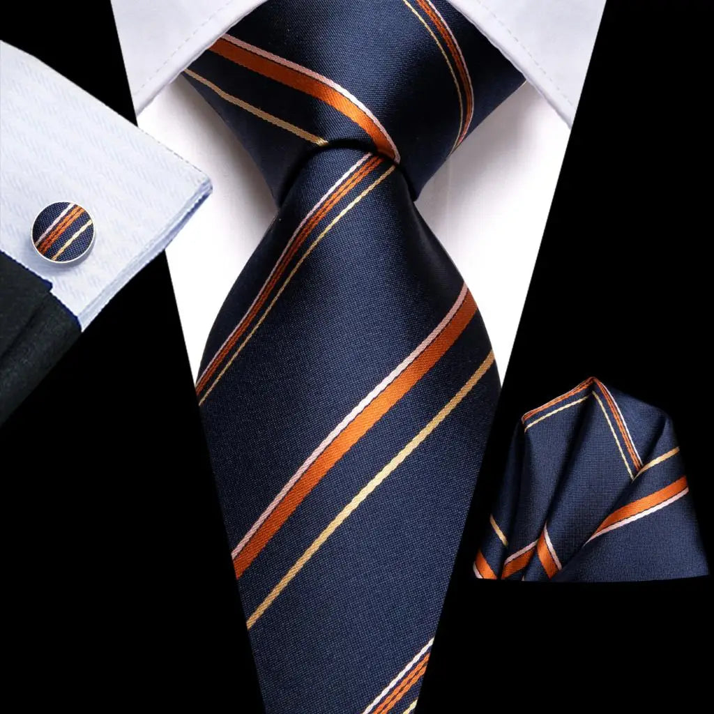 Hi-Tie Blue Business Solid 100% Silk Men's Tie NeckTie 8.5cm Ties for Men Formal Luxury Wedding High Quality Gravata
