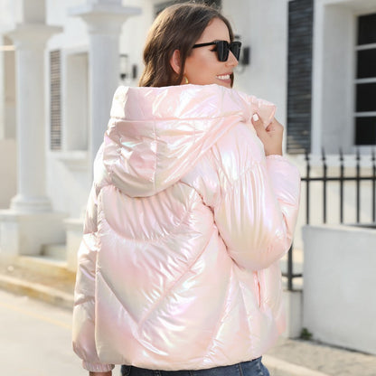 Shiny Hooded Puffer Jacket