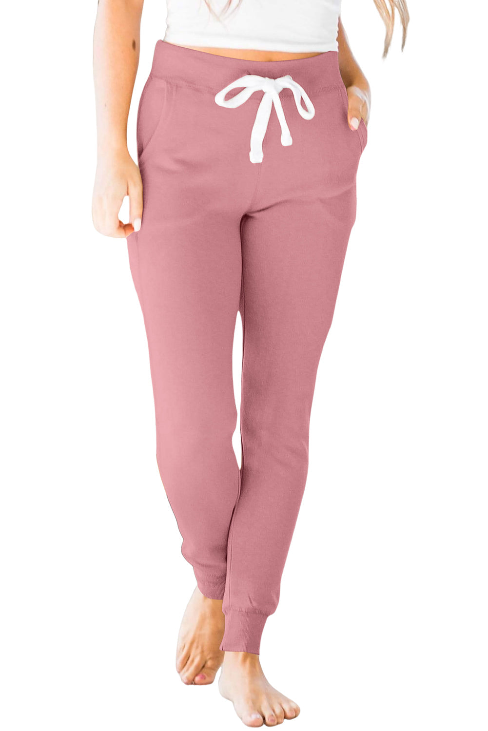 Black Casual Drawstring Drop Waist Pocketed Joggers