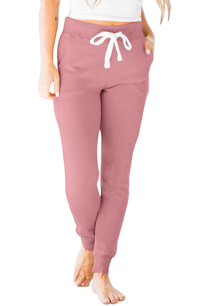 Black Casual Drawstring Drop Waist Pocketed Joggers