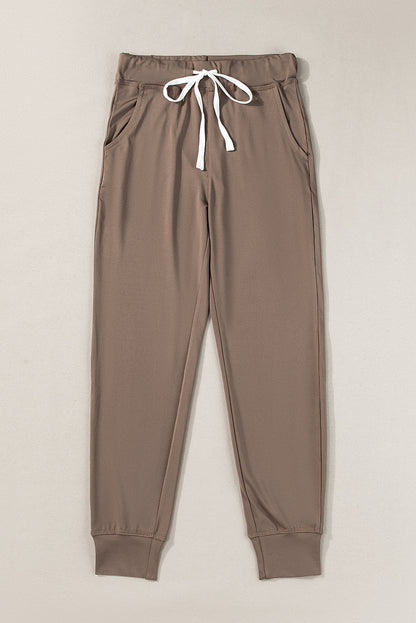 Black Casual Drawstring Drop Waist Pocketed Joggers