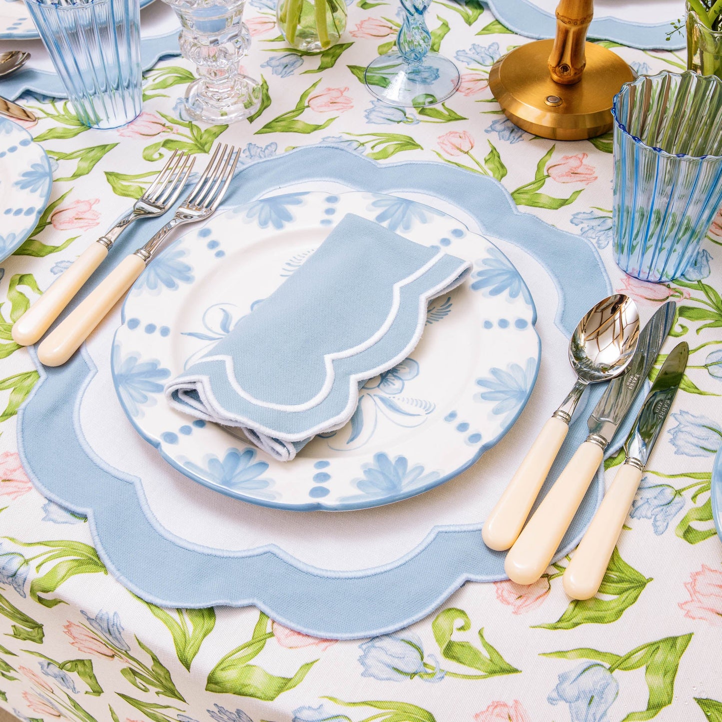 Blue Serena Appliqué Napkins (Set of 4)