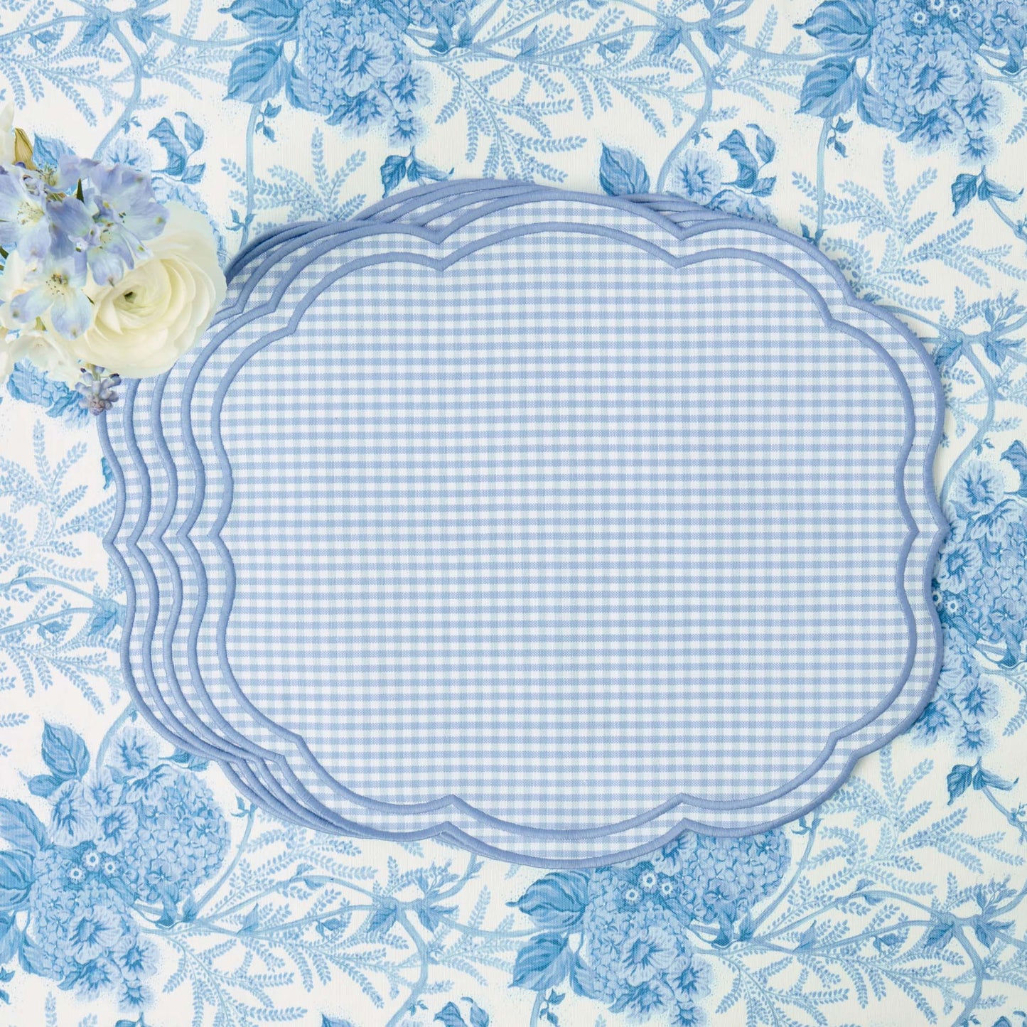 Blue Eloise Gingham Placemats & Napkins (Set of 4)
